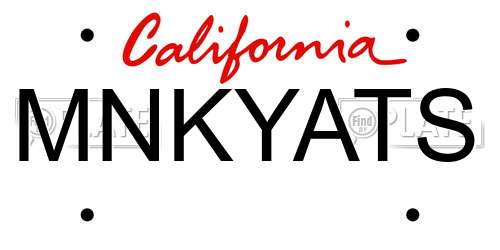 MNKYATS California License Plate
