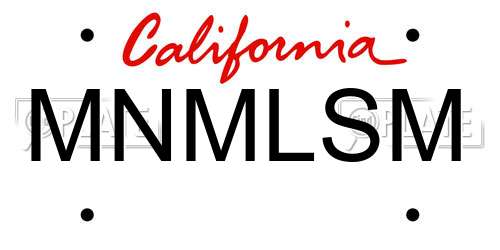 MNMLSM California License Plate