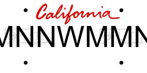 MNNWMMN California License Plate