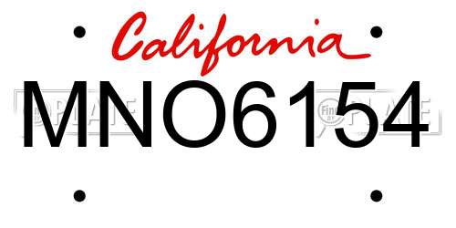 MNO6154 California License Plate
