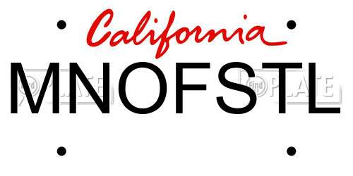 MNOFSTL California License Plate