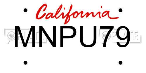 MNPU79 California License Plate