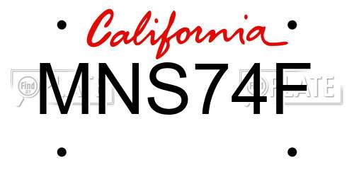MNS74F California License Plate
