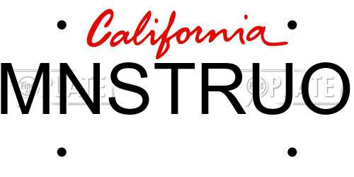 MNSTRUO California License Plate