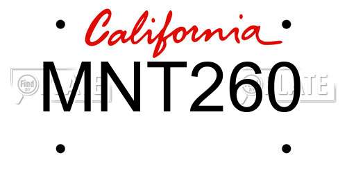 MNT260 California License Plate