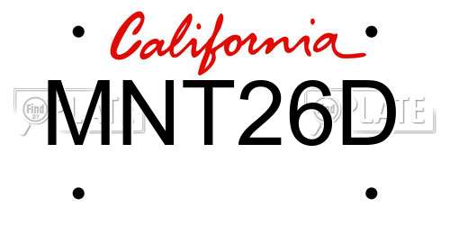 MNT26D California License Plate