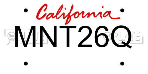 MNT26Q California License Plate