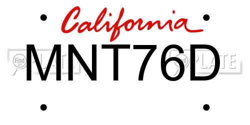 MNT76D California License Plate