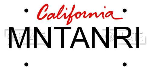 MNTANRI California License Plate