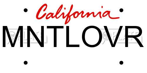 MNTLOVR California License Plate