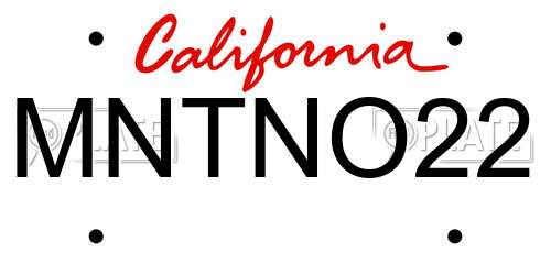 MNTNO22 California License Plate