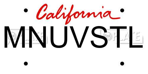MNUVSTL California License Plate