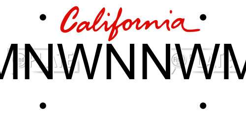 MNWNNWM California License Plate