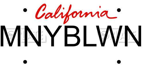 MNYBLWN California License Plate