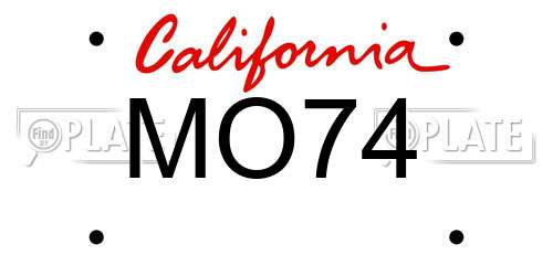 MO74 California License Plate
