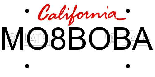 MO8BOBA California License Plate