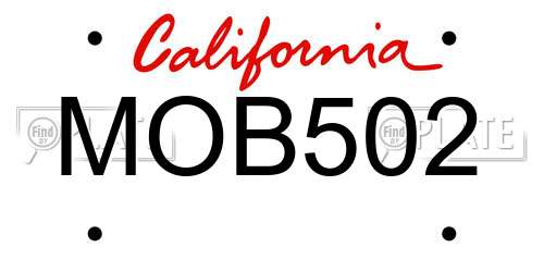 MOB502 California License Plate