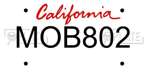 MOB802 California License Plate