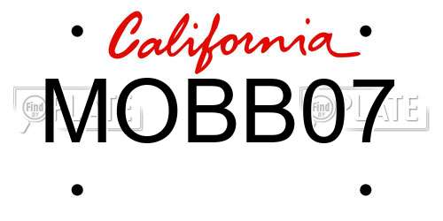 MOBB07 California License Plate