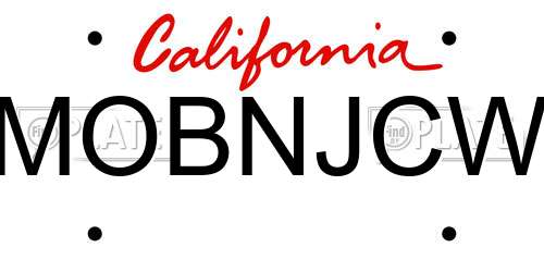 MOBNJCW California License Plate