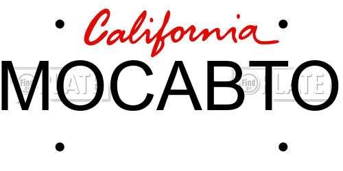 MOCABTO California License Plate