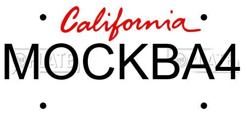 MOCKBA4 California License Plate