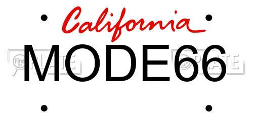MODE66 California License Plate