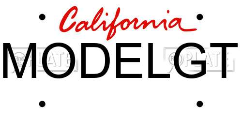 MODELGT California License Plate