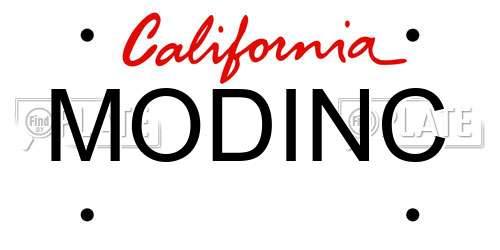 MODINC California License Plate