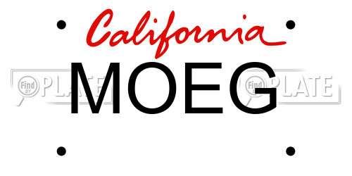 MOEG California License Plate