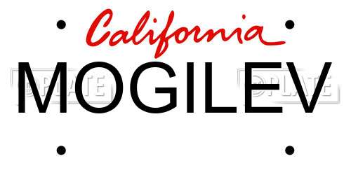 MOGILEV California License Plate