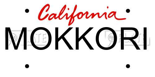 MOKKORI California License Plate