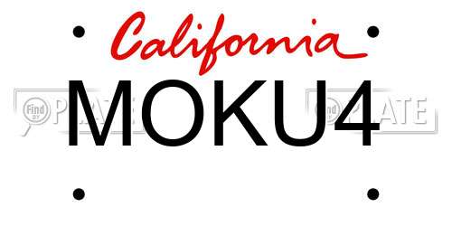 MOKU4 California License Plate