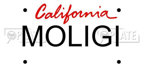 MOLIGI California License Plate