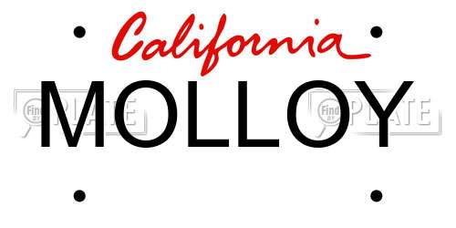 MOLLOY California License Plate