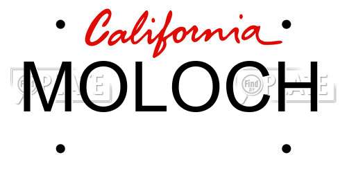MOLOCH California License Plate