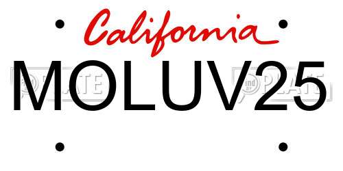MOLUV25 California License Plate