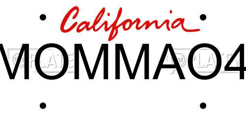 MOMMAO4 California License Plate