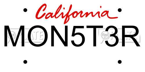 MON5T3R California License Plate