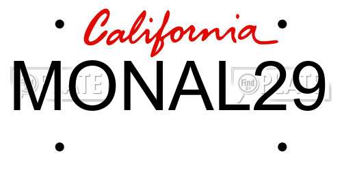 MONAL29 California License Plate