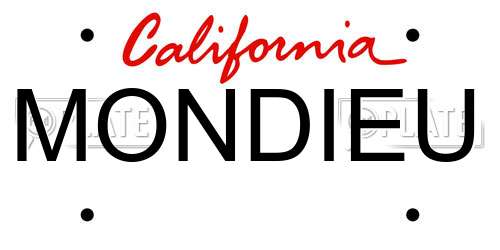 MONDIEU California License Plate