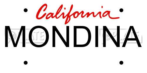 MONDINA California License Plate