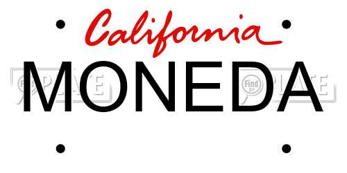 MONEDA California License Plate