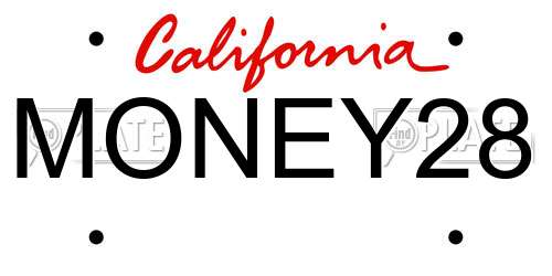 MONEY28 California License Plate