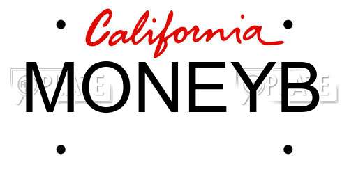 MONEYB California License Plate