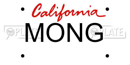 MONG California License Plate