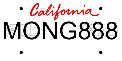 MONG888 California License Plate