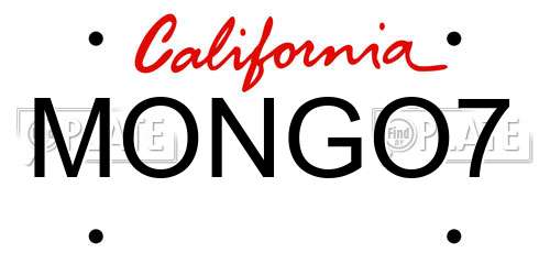 MONGO7 California License Plate
