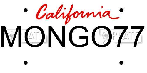 MONGO77 California License Plate
