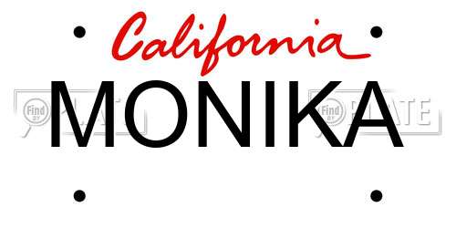 MONIKA California License Plate